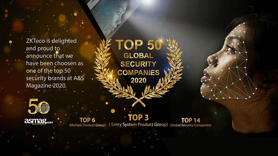 ZKTeco Ranked as Globally Top 3 Entry System Providers 2020 by a&s Magazine