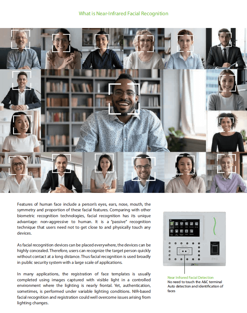 Principle of Access Control with Near-Infrared Facial Recognition Technology (ZKFace 12.0)
