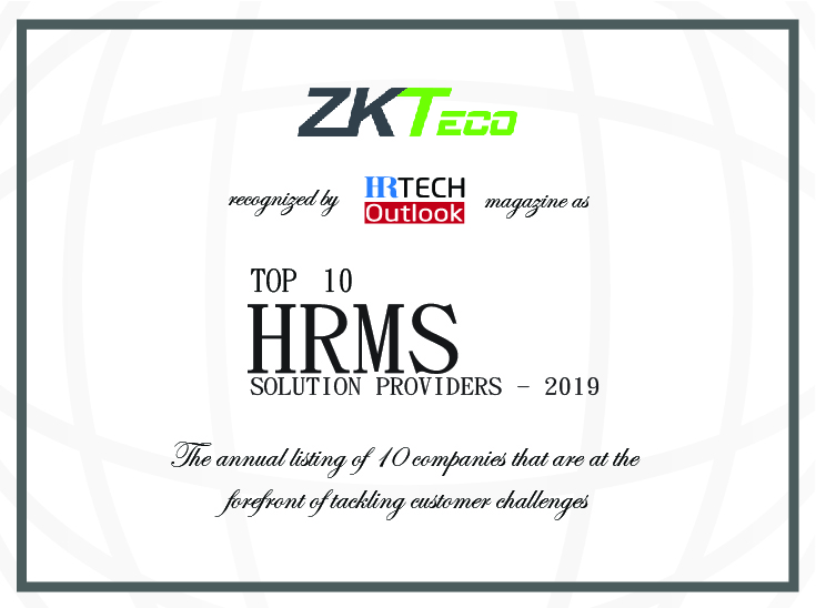 ZKTeco Ranked as Top 10 HRMS Solution Providers 2019