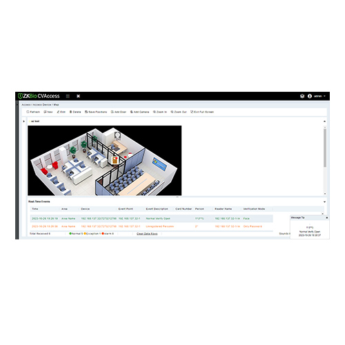 ZKTeco ZKBio CVAccess web-based access control software dashboard