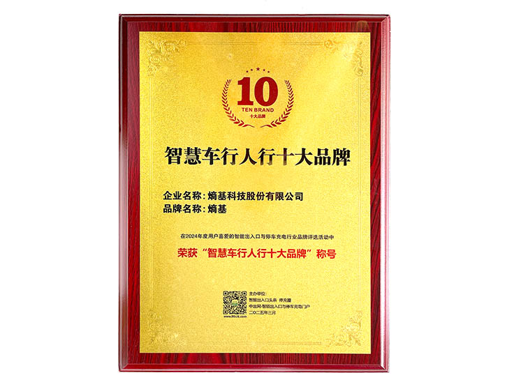 Top Ten Smart Mobility Brands 2024 at the 2025 China Intelligent Entrance and Parking Charging Industry Development Conference