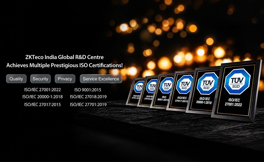 ZKTeco India Global R&D Centre Achieves Six Prestigious ISO Certifications